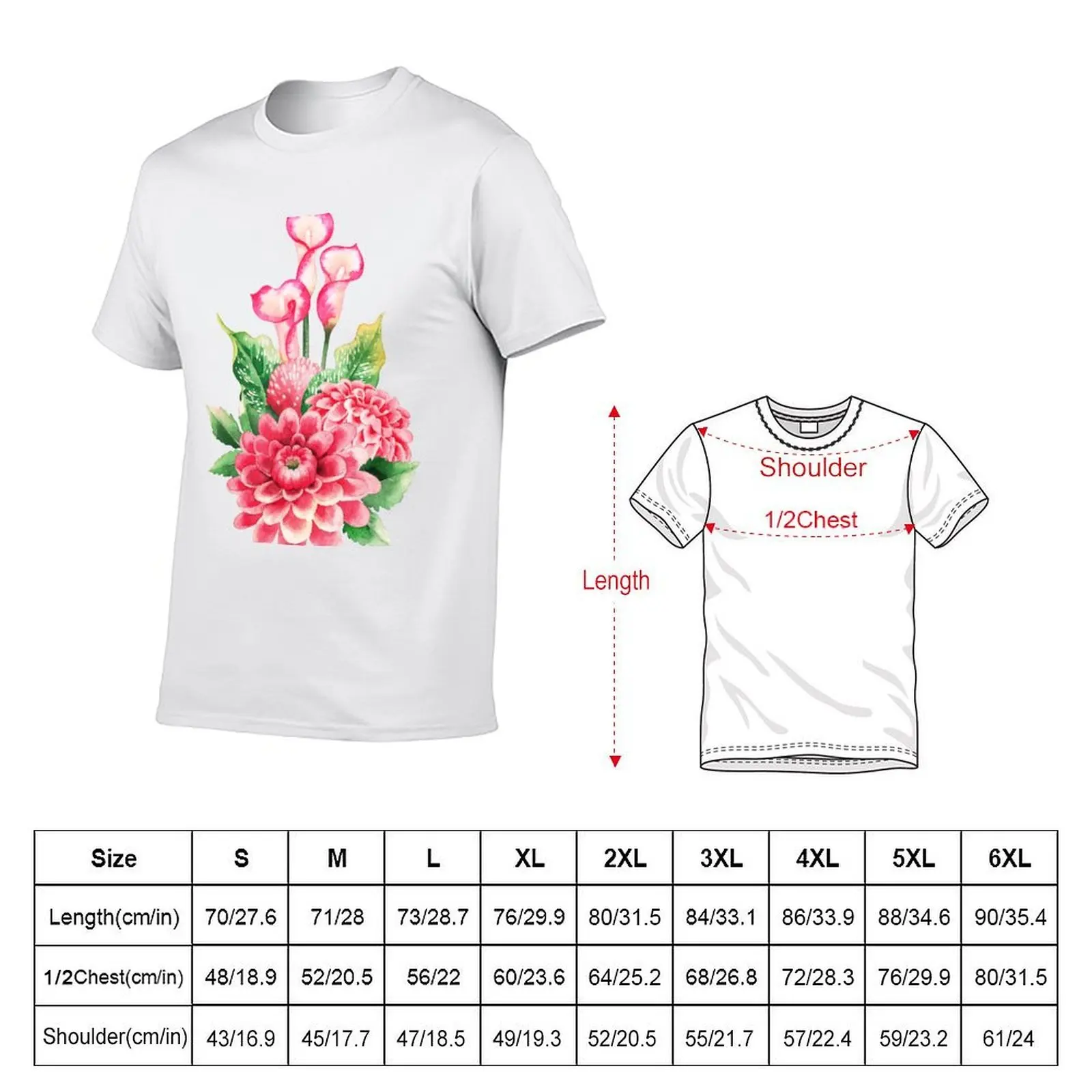 Watercolor bouquet of dahlia and calla lily flowers T-Shirt t shirt custom print t shirts for man graphic tees T-Shirt