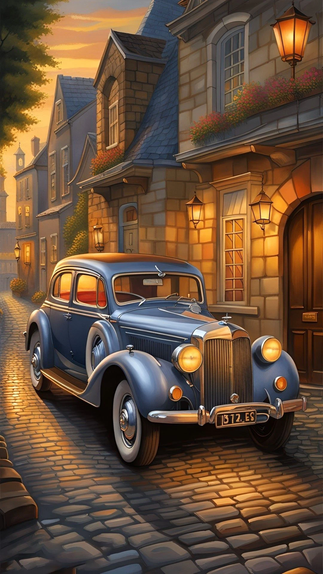 

Div 5D Old Cars City Street House Light Village Полная алмазная живопись наборы крестиков искусство знаменитое искусство 3D краска алмазов