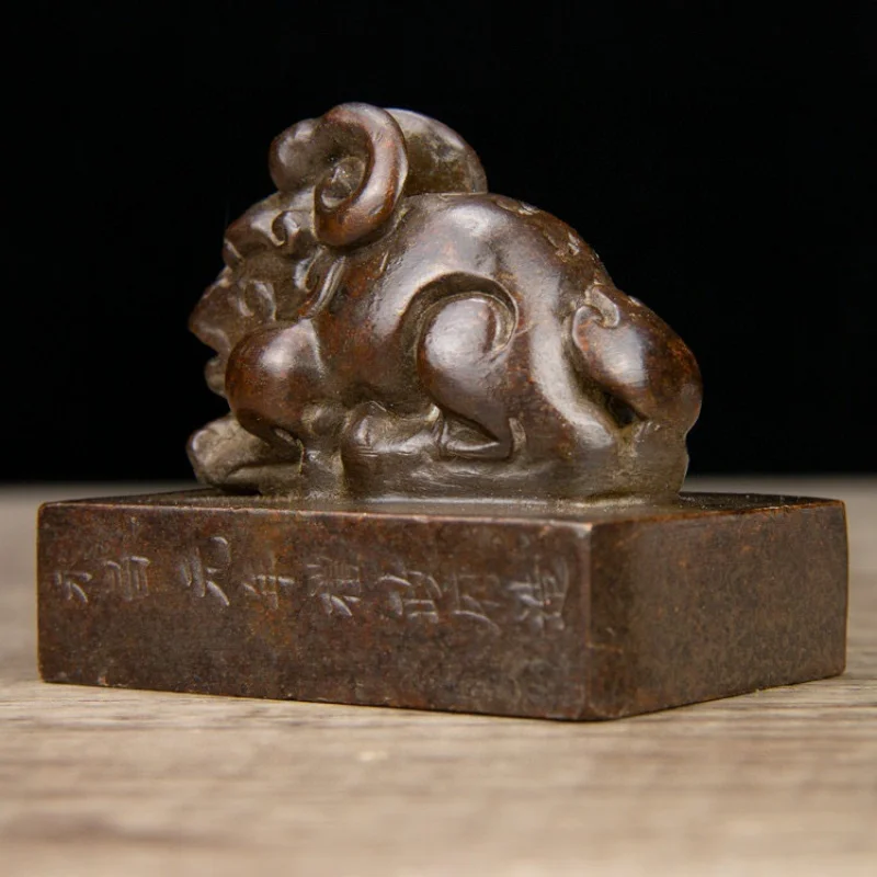 Antique Antique Collection Vintage Seal Seal of Tong Zheng Si Insect Seal Home Study Desk Ornament Ornaments