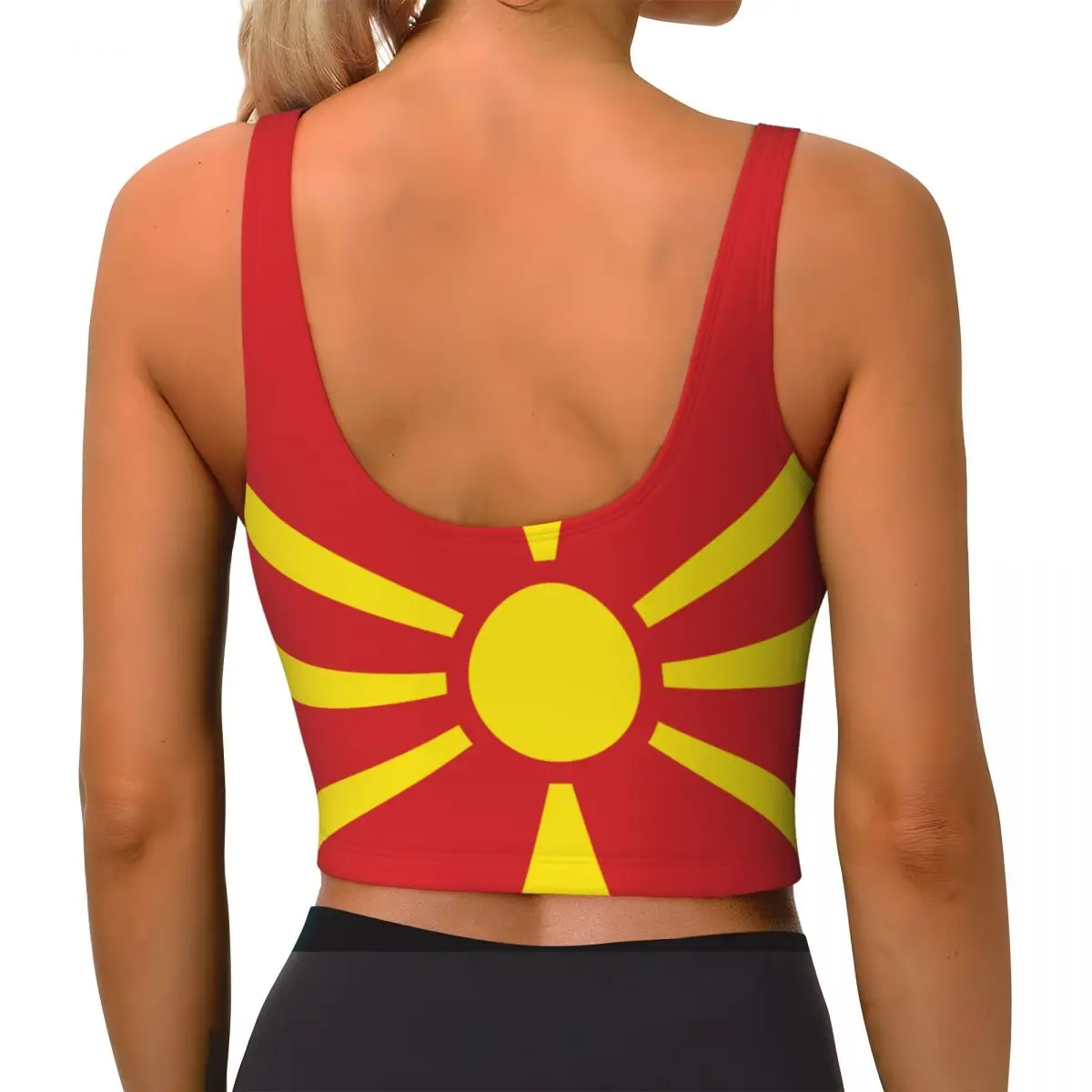 Women Sexy Sports Vest Macedonia Flag Female Streetwear Sport Lingerie Tee Crop Top