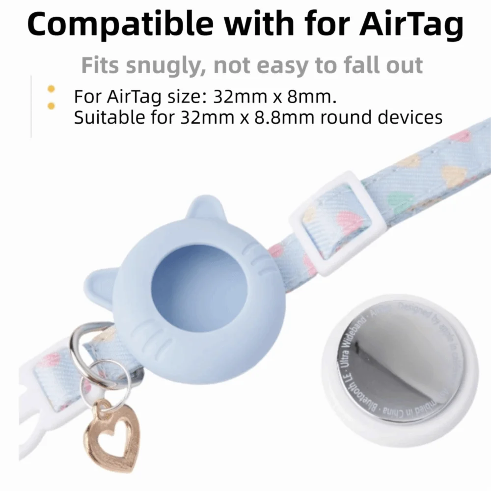 Adjustable Cat Tracker Collar Anti-Lost for AirTag Holder Silicone Protective Case Safety Buckle Pet Cat Tracking Collar view 5