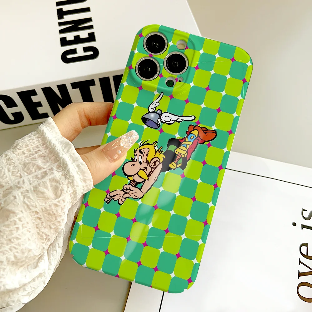 حافظة هاتف كارتونية لطيفة A-AsterixS FUNDA لهاتف سامسونج S25 S24 S23 A07 A17 A06 Ultra FE Plus غطاء صلب لامع عالي الدقة