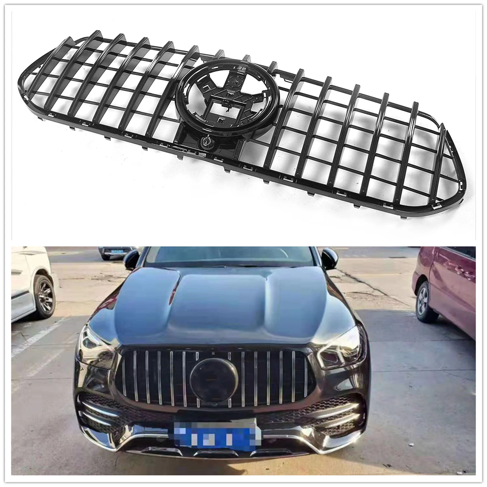 

Grill Front Grille For Mercedes Benz GLE Class W167 GLE300 GLE350 GLE400 GLE450 2020-2023 Sport GT Style Upper Bumper Hood Mesh