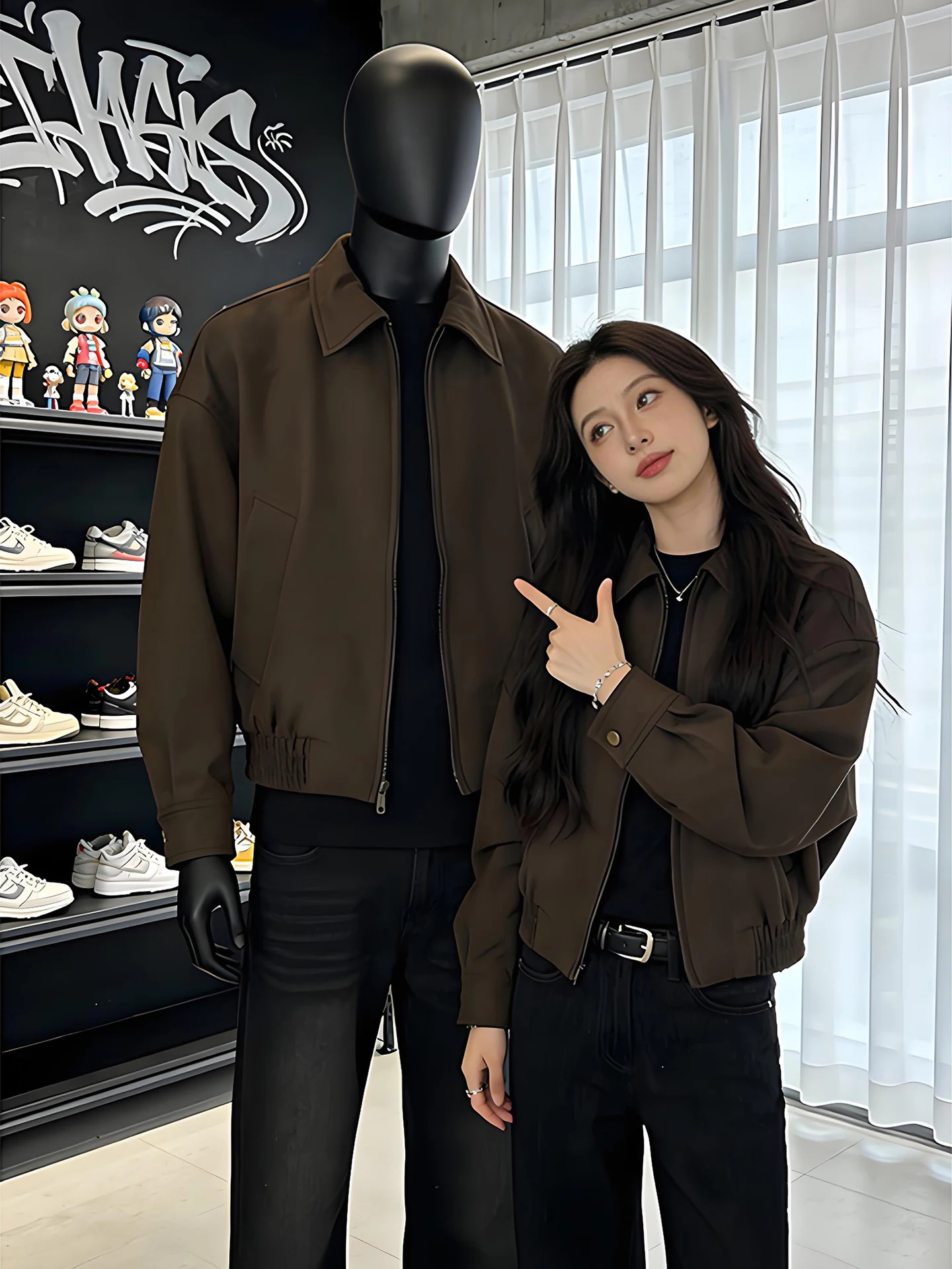 

Ретро-куртка с подплечниками для мужчин, весна-осень, стильная, с крутым воротником, американский спортивный топ, молодежная, популярная, из полиэстера и нейлона.