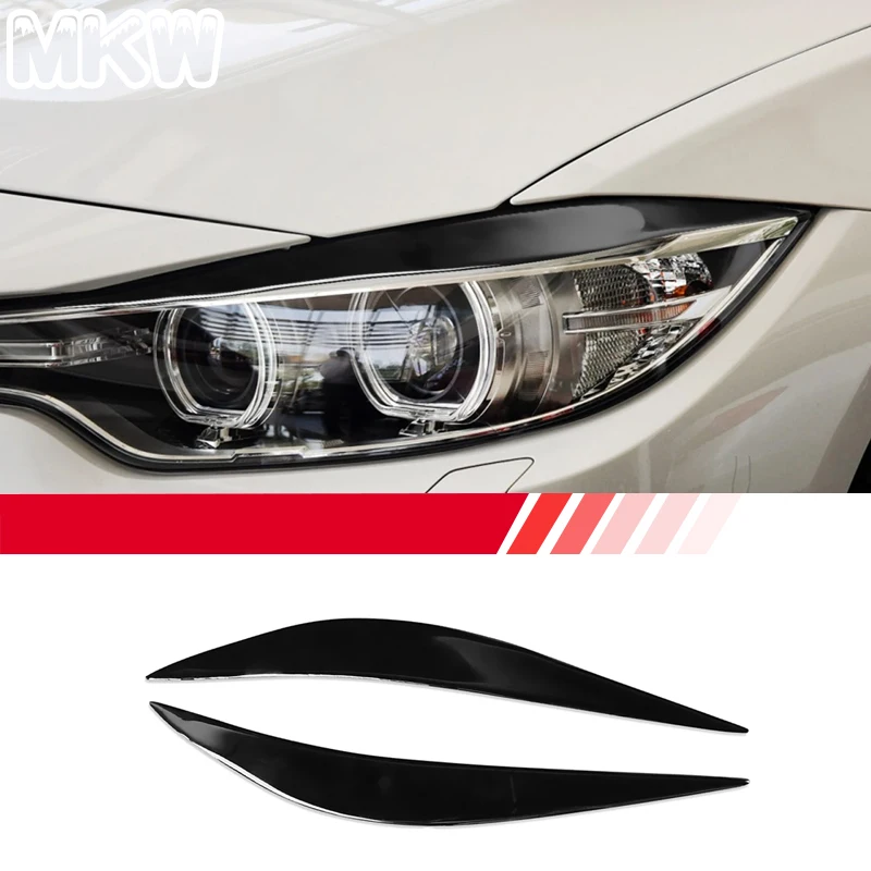 Image of Für BMW 3er 4er Serie F30 F32/F33 F36 F80 M3 F82/F83 M4 Klavierlack Glanz Schwarz Auto Scheinwerfer Augenbrauen Augenlid Aufkleber Auto Innenausstattung