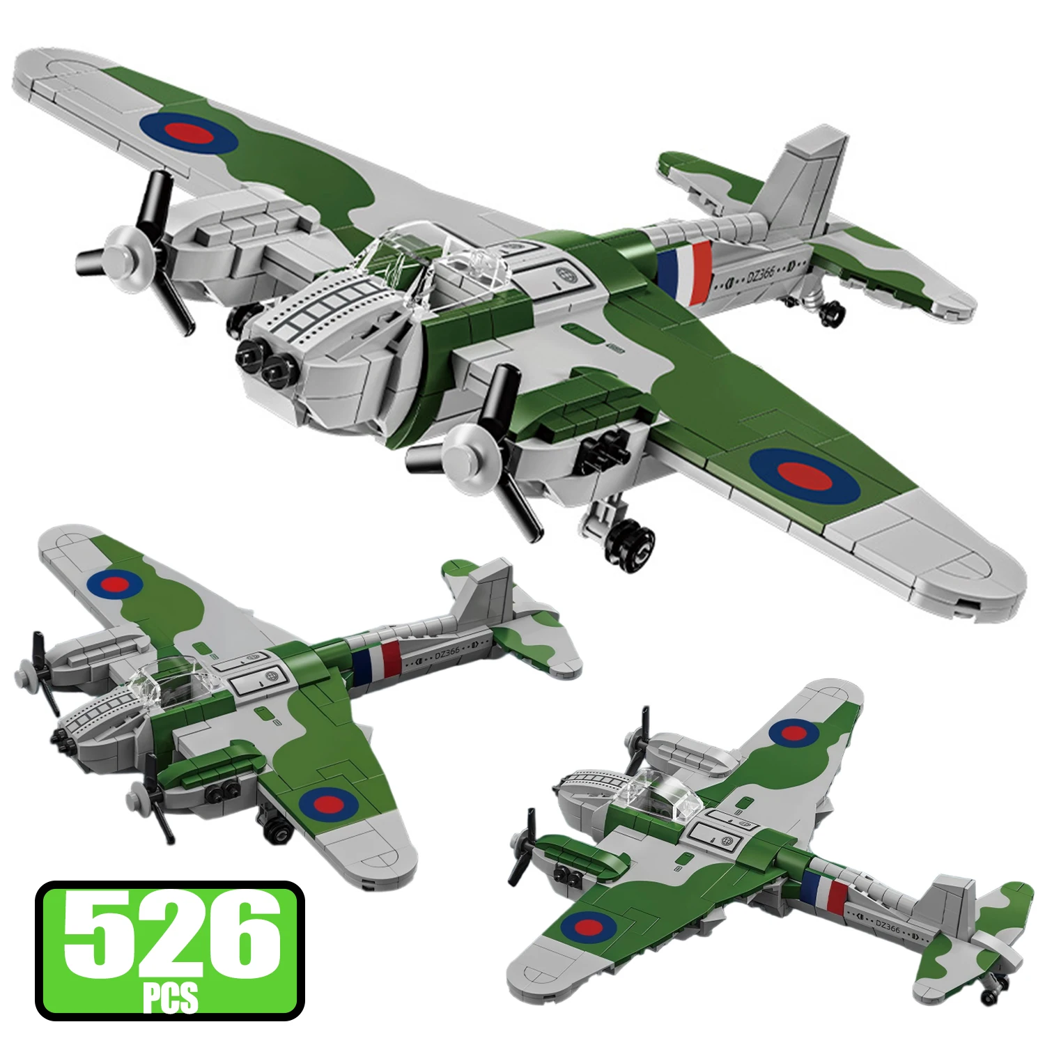 526PCS MOC UK Military De Havilland Mosquito Air Fighter Building Blocks Light Battle Bomber High Tech Model Bricks DIY Toy Gift
