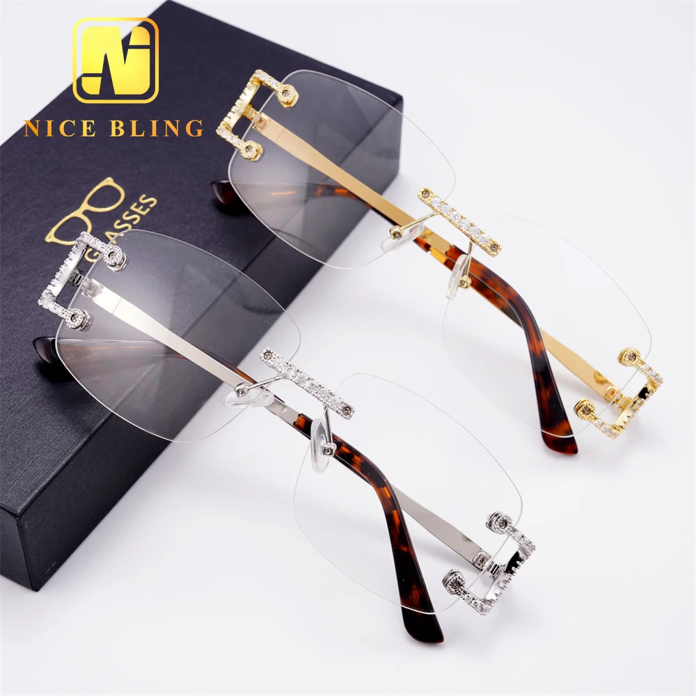 

Hot selling：Fashion Cubic Sunglasses Popular Sunglasses Brass Zircon Diamond Low Price Hop Men's Glasses
