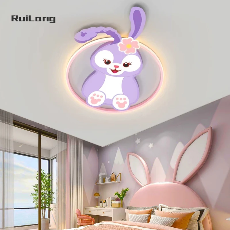 

Kawaii Room Decor Rabbit Ceiling Light For Kids Room Girl Bedroom Chandelier Princess Baby Pink Cute Bunny Ceiling Lamp Lighting