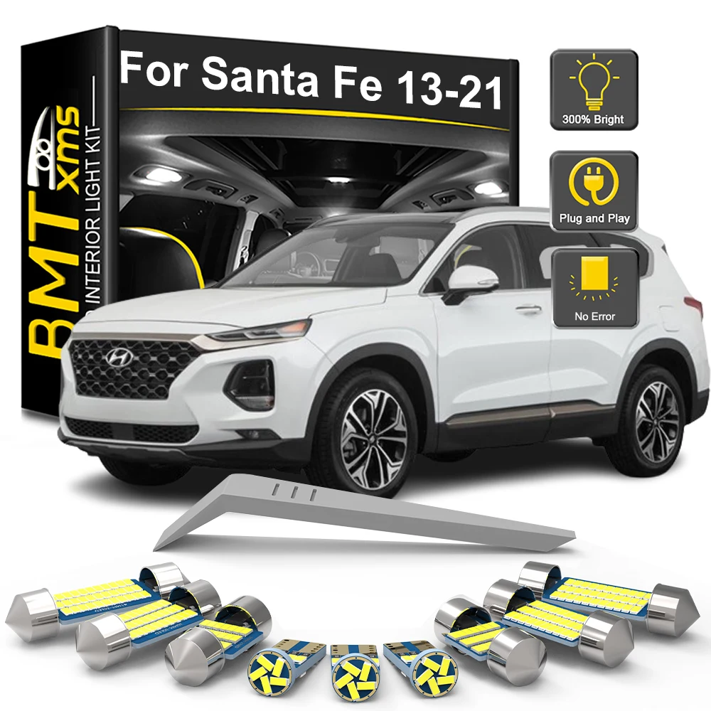 

BMTxms 11Pcs Canbus For Hyundai Santa Fe Santafe 2013 2014 2015 2016 2017 2018 2019 2020 2021 LED Interior License Plate Lights