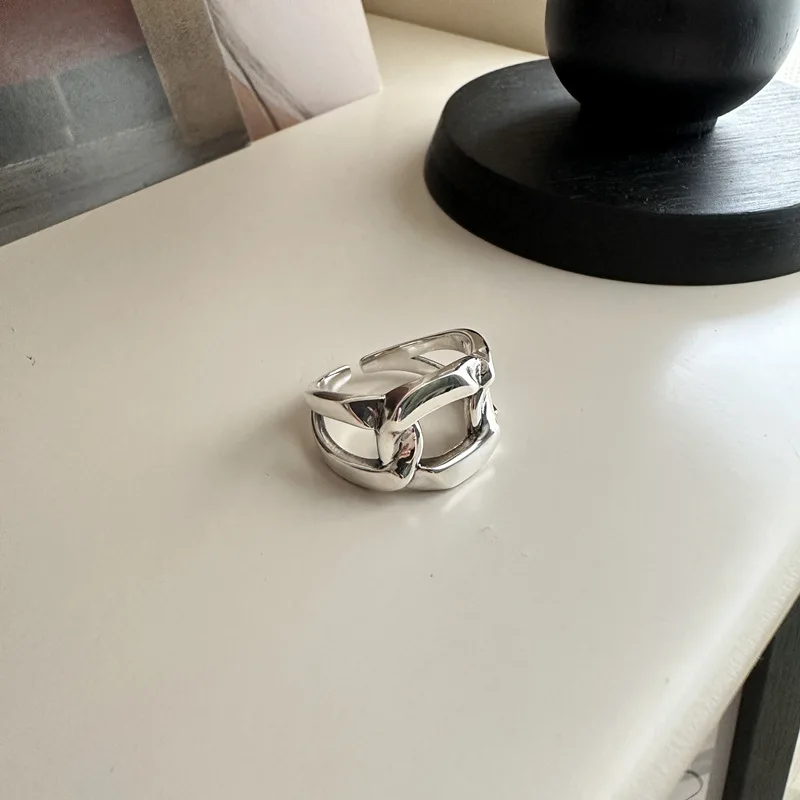 

S925 Sterling Silver Simple Personality Ring Fashion Trend with Old Korean Version South Korea Texture for Wedding Wholesale