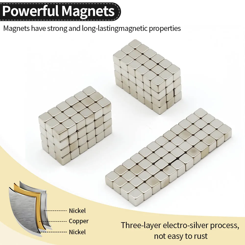 5x5x5mm Super Strong Neodymium Magnet N35 NdfeB Permanent Magnetic imanes Block Powerful Magnets Refrigerator Magnet image 4
