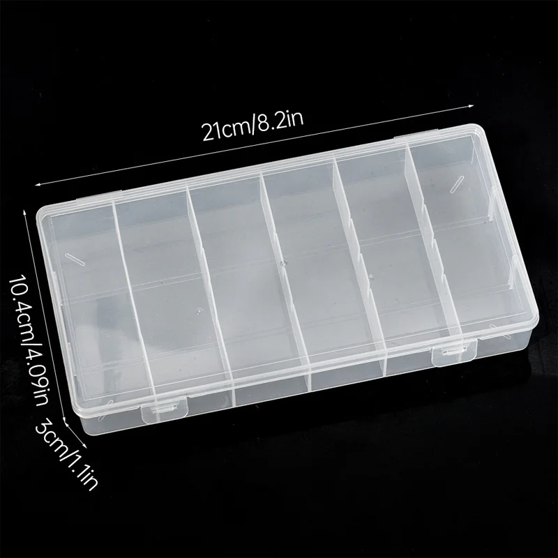 Boîte de rangement à 6 compartiments, boîte de rangement de bijoux en plastique, adaptée aux cils, finition domestique noire pour les yeux, transparente anti-poussière