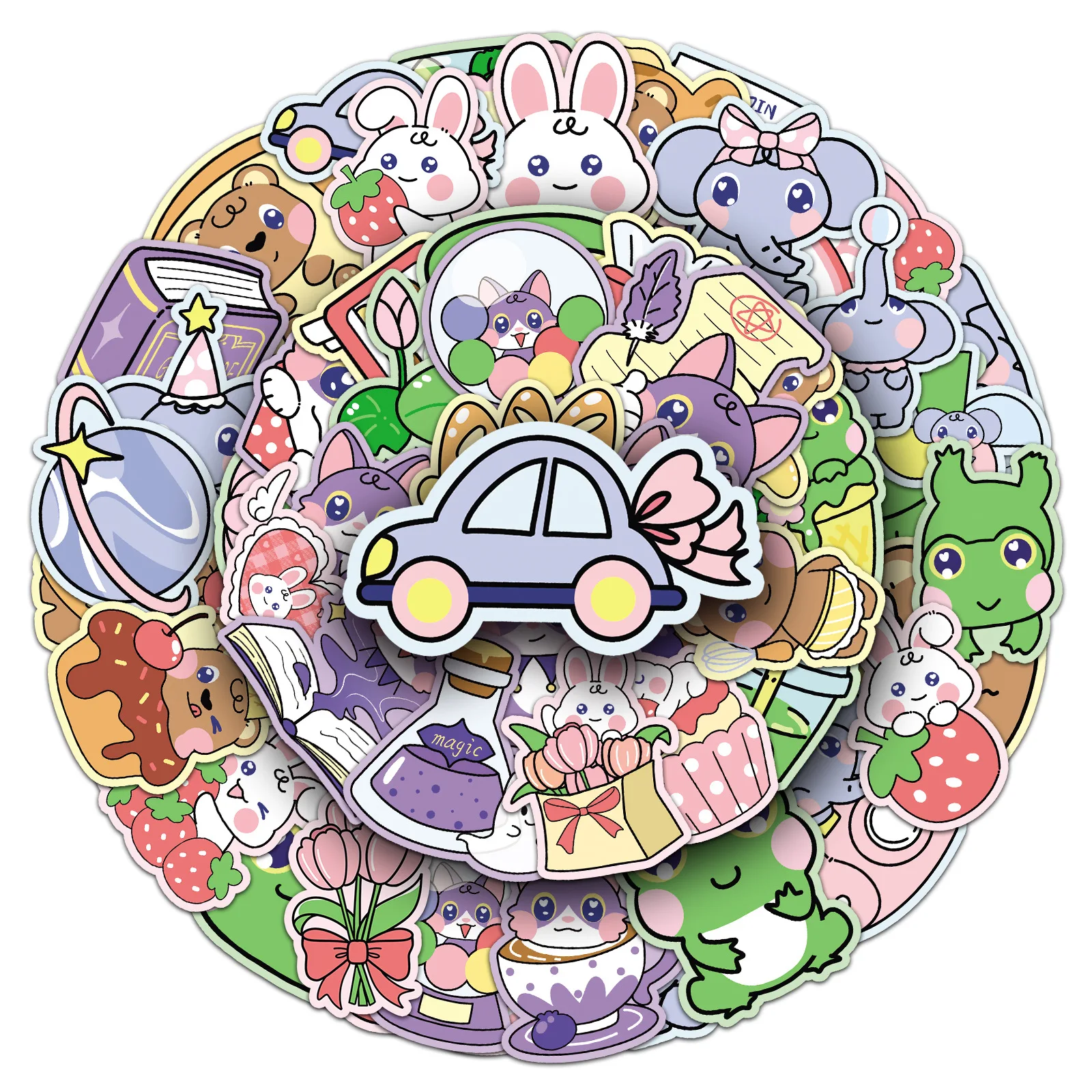 

10/50PCS original colorful animal cartoon stickers kawaii cute pet handbook milk tea cup guka DIY decoration Kids Toy