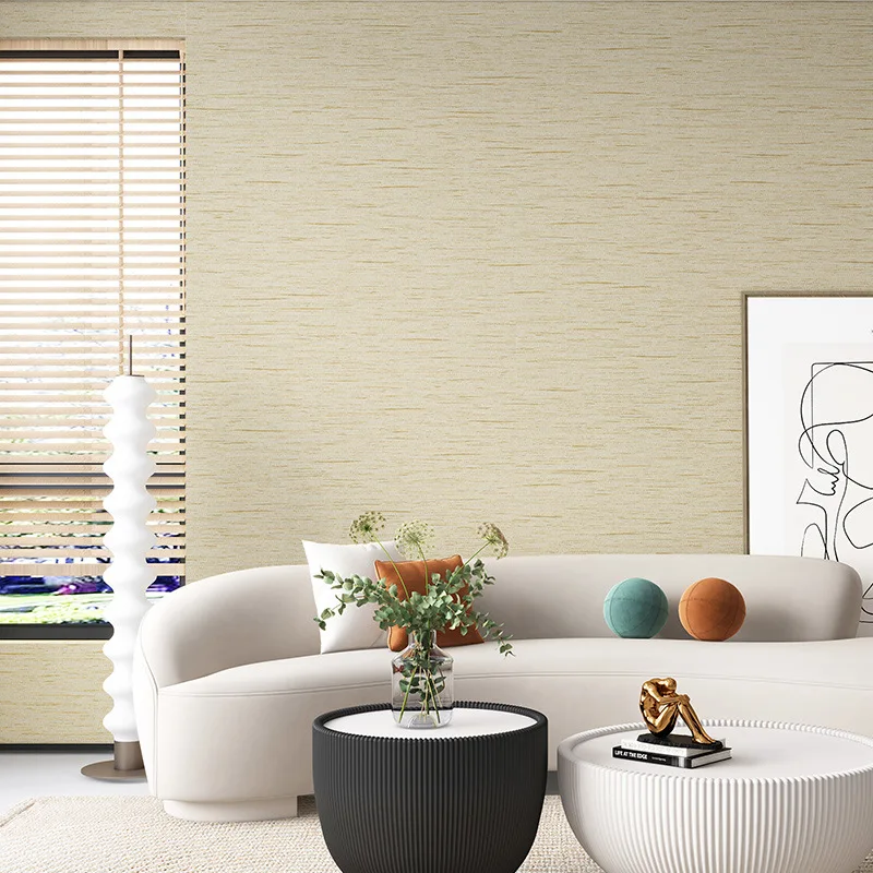Rustic Linen Textured Wallpaper Matte Solid Color Wall Paper Waterproof Wall Covering for Living Room Bedroom Home Decor