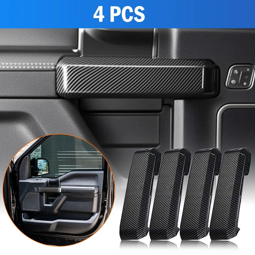 

4 шт., накладки на внутреннюю дверную ручку автомобиля, ABS для Ford F-150 2015-2020, отделка из углеродного волокна, аксессуары из АБС-материала