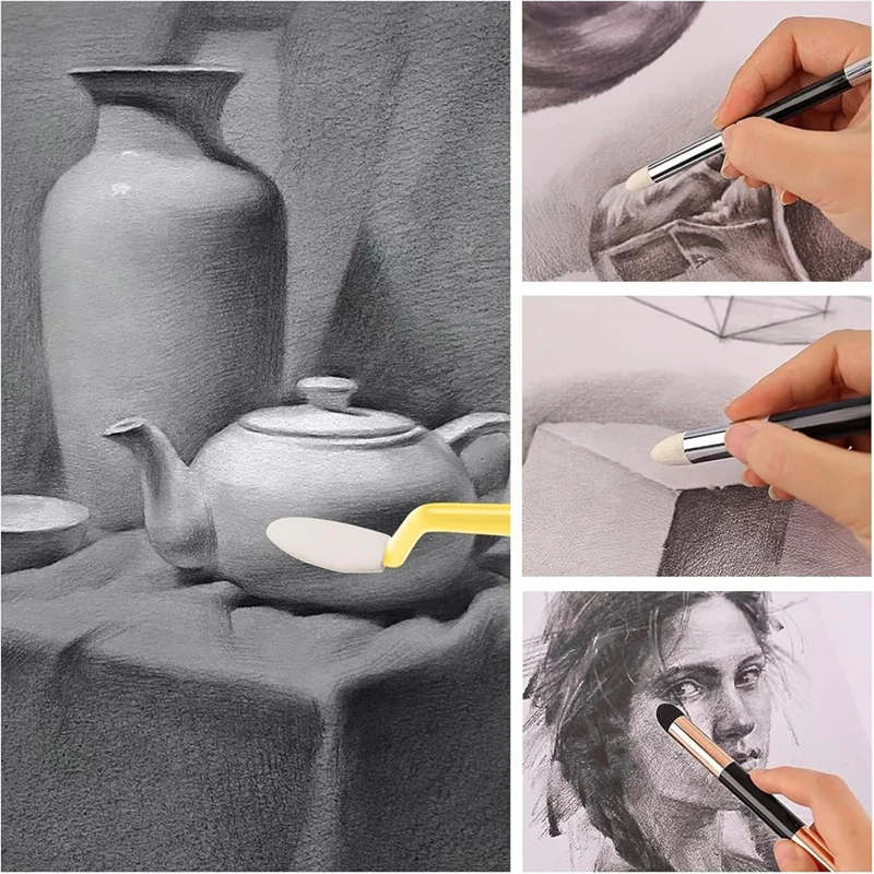 46Pc Art Blending Stump Sketch Drawing Tools, Double Headed Drawing Art Blender Pencil Sketch Scraper Tools For Blending