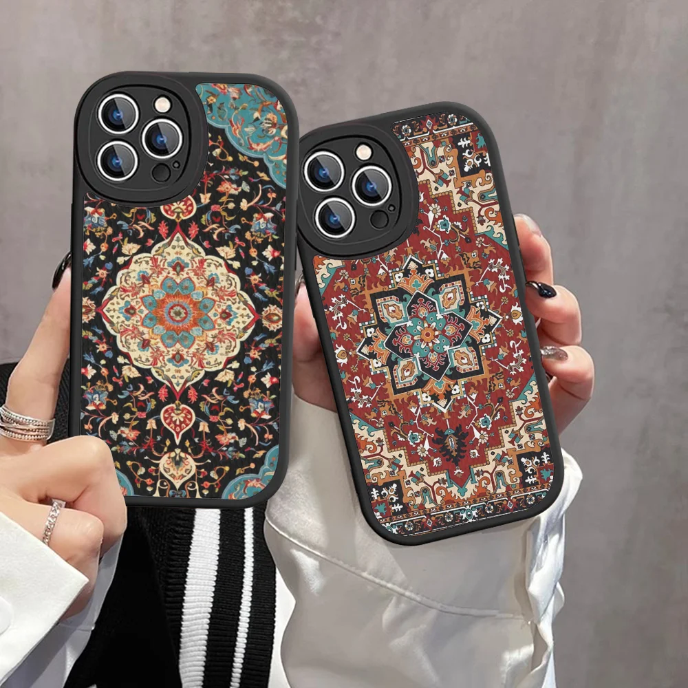 

Persian Carpet Floral Art Phone Case Hard Leather For IPhone 16 15 14 13 12 Mini 11 14 Pro Max Xs X Xr 7 8 Plus Fundas