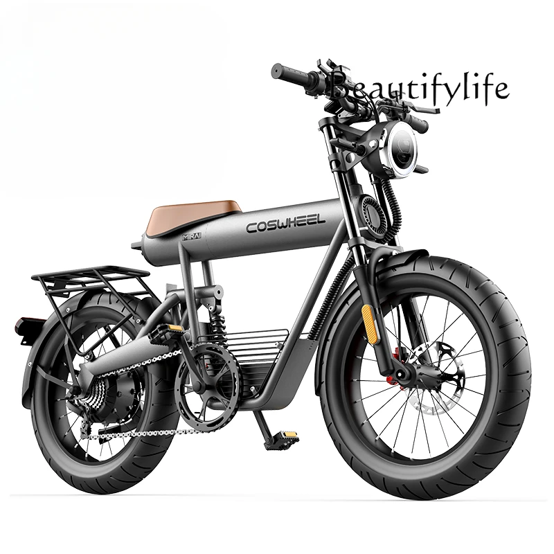 New Low-Seat Lithium Battery Power Electric Car Retro Mountain Bike Motorcycle Scooter