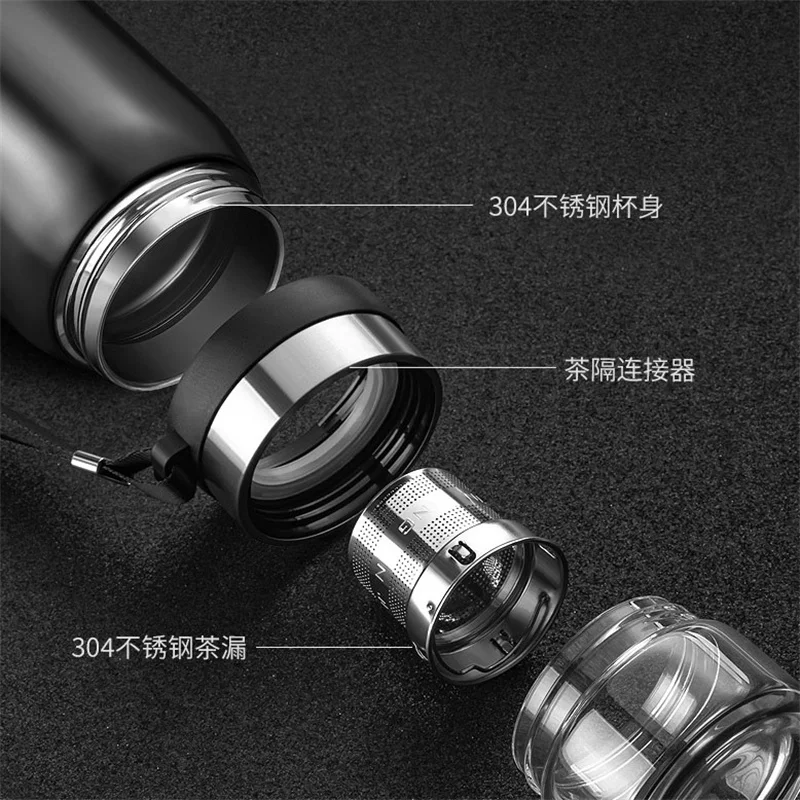 Large Capacity 304 Stainless Steel Tea Infuser Vacuum Flask Tea Separation Mug 750ml 1100ml Tumbler Thermos Travel Insulated Cup