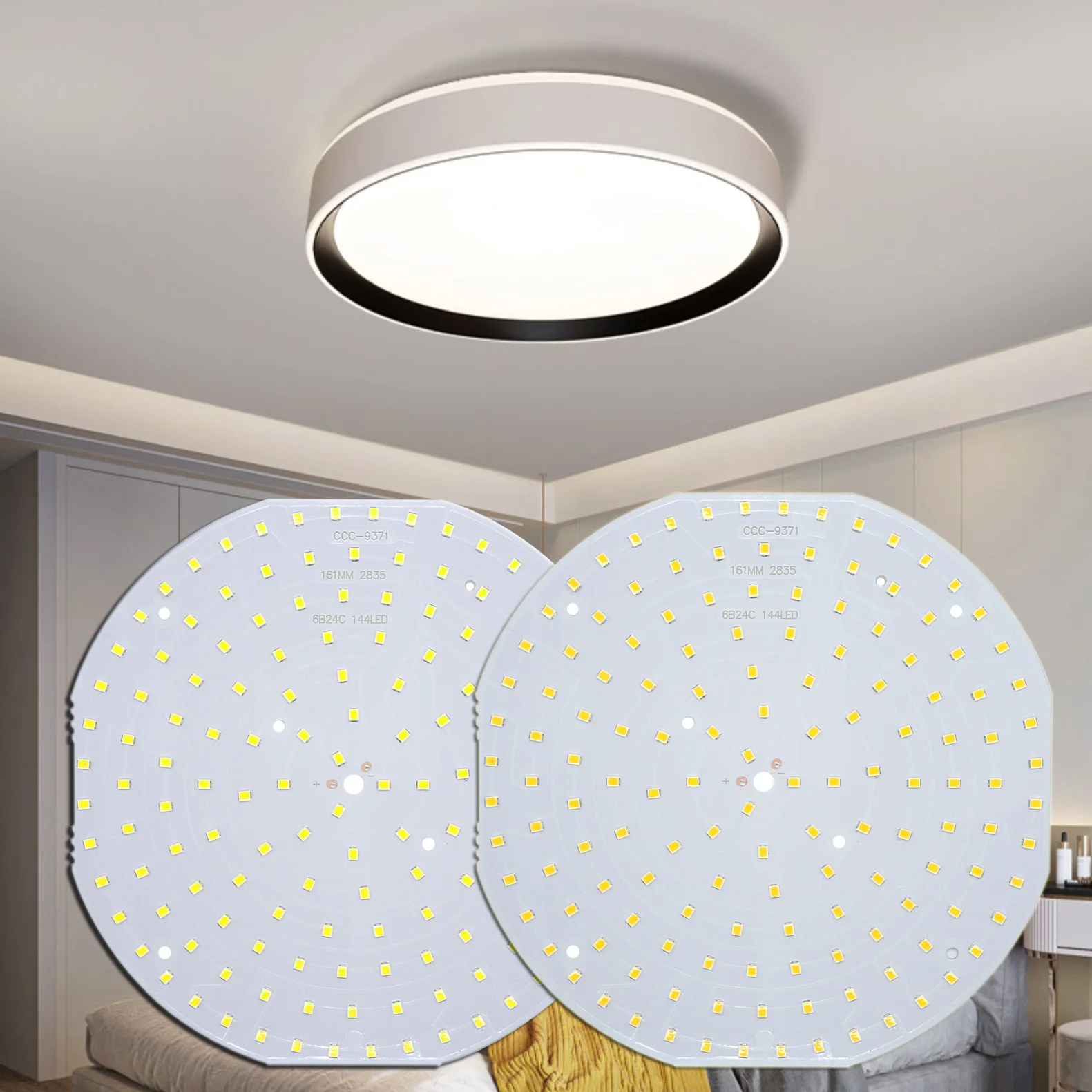 Imagem -02 - Chip Led Cob para Iluminação Interior 36w 22w Luz do Painel Luz Redonda Acessórios de Teto Redondo 15w 10w Spotlight