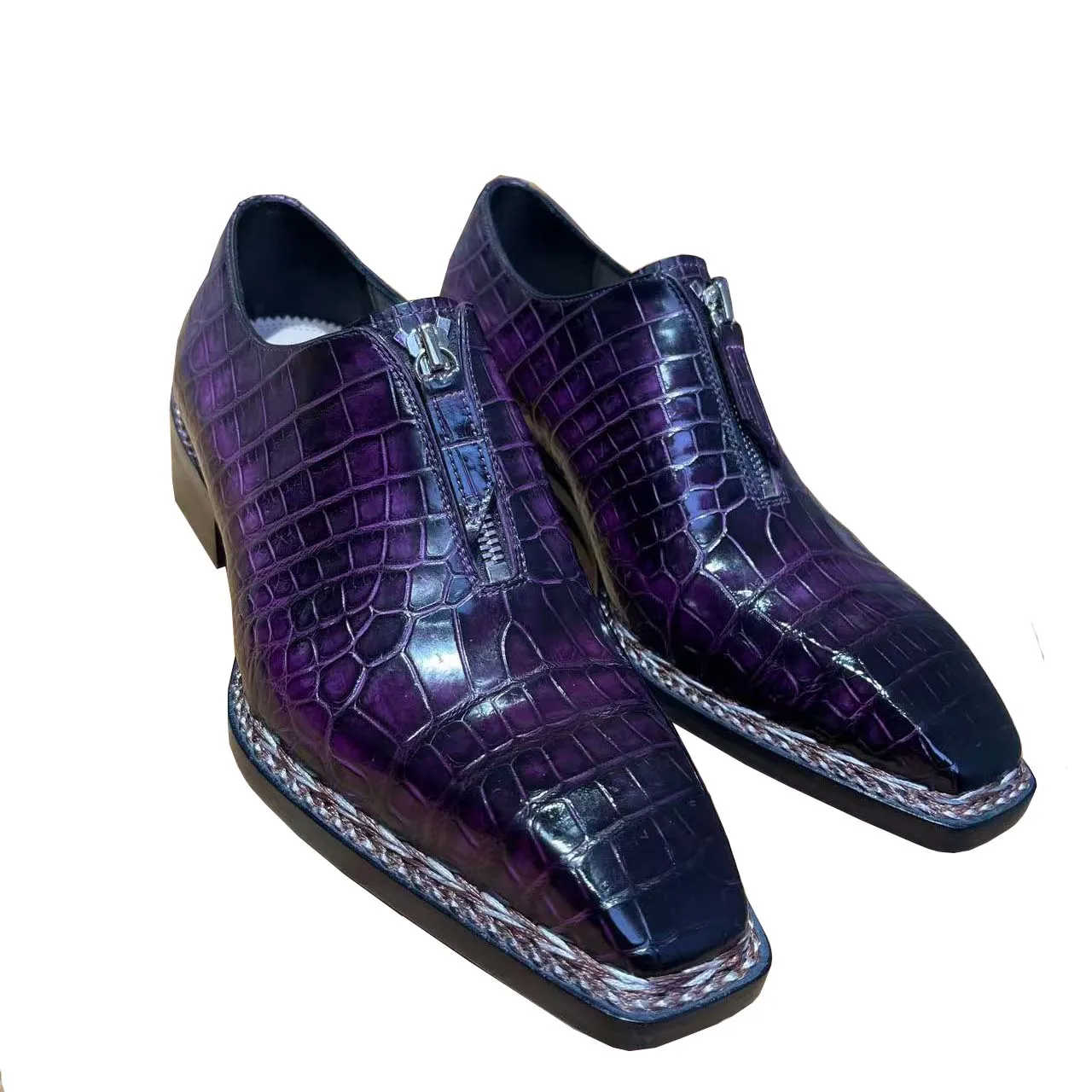 

shechipingzhuangui men formal shoes male crocodile shoes brush color Norwegian stitch