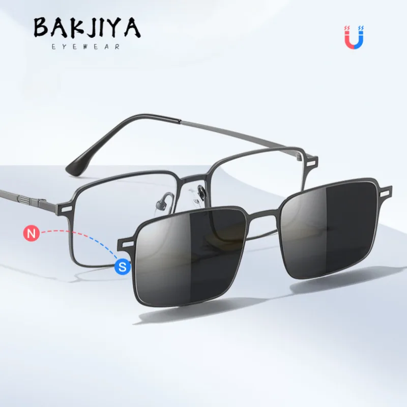 

New Polarized Magnetic Sunglasses Men Retro Square Metal Myopia Glasses Frame UV400 Outdoor Driving Fishing Night Vision Eyewear