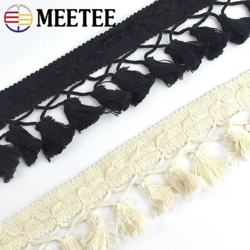 1-10Yard Meetee 6cm Cotton Fringe Lace Drop Tassel Trim Ribbon for Cloth Hometextile Decor DIY Handmade Craft Sewing Accessories