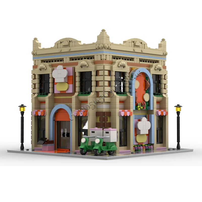 1817 pezzi di ingegneria cittadina ristorante e cucina angolo scolastico modulare MOC personalizza edificio modulare regalo di compleanno fai da te