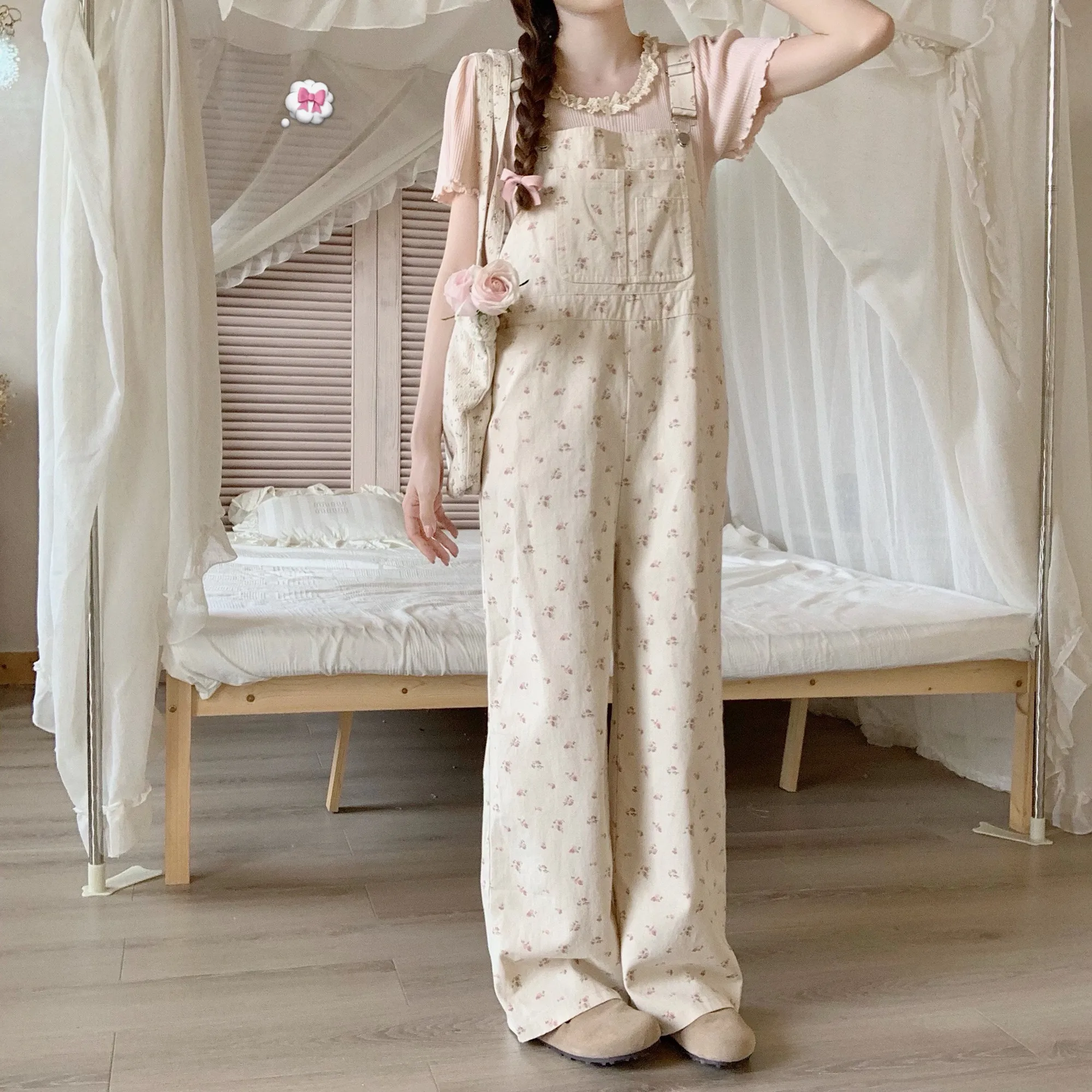 

Широкие брюки с милым цветочным принтом, женские брюки с высокой талией, прямой крой из смеси хлопка, летние повседневные брюки, антивозрастные