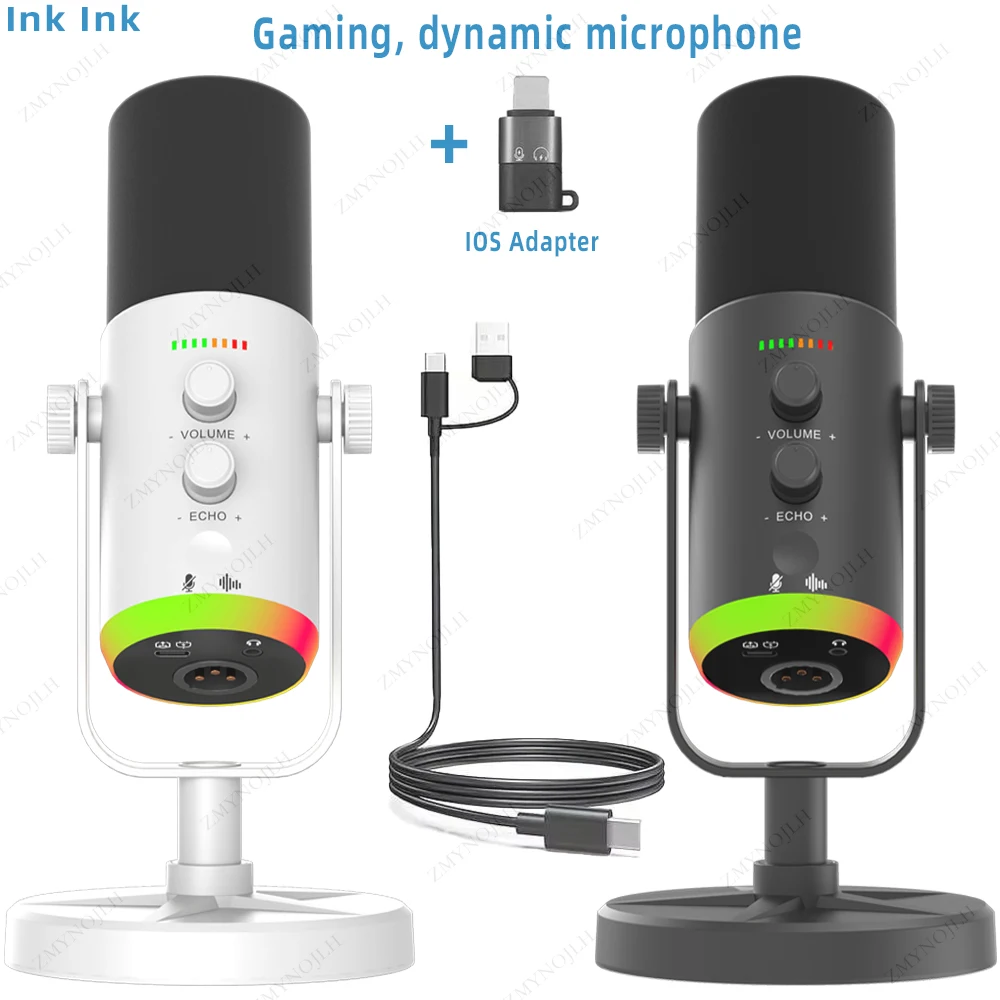 USB microphone for PC/Mac gaming, recording, live streaming, and podcasting; PC gaming condenser/coil microphone with phone adap