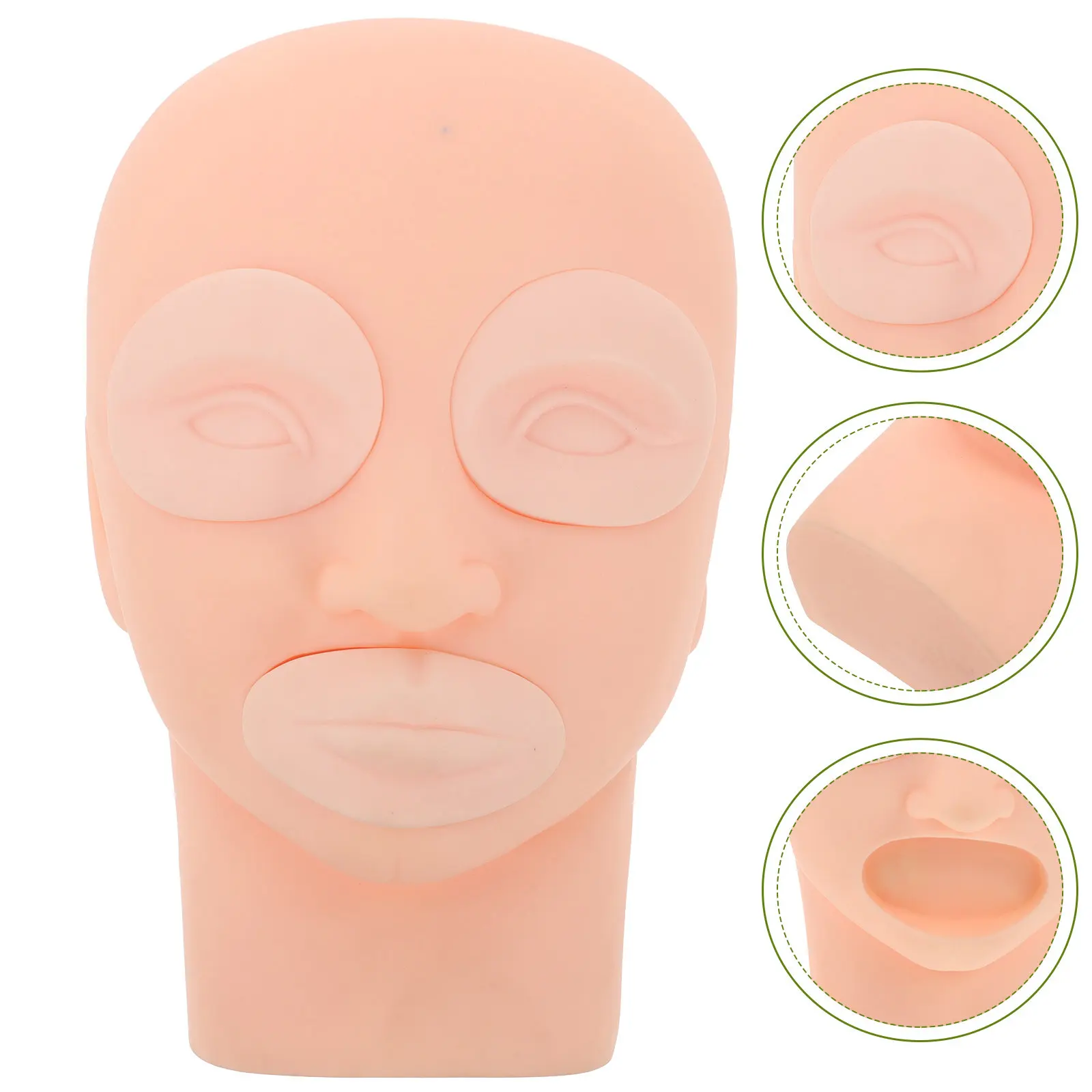 

Tattoo Practice Mannequin Head Detachable Silicone Microblading Eyebrow Eyeliner Lip Practice Head Realistic Soft Texture