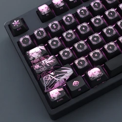 Genshin impact Kamisato Ayaka Keycaps Anime Theme Custom Design Backlit Black Hole Keycap Coated for Mechanical Keyboard