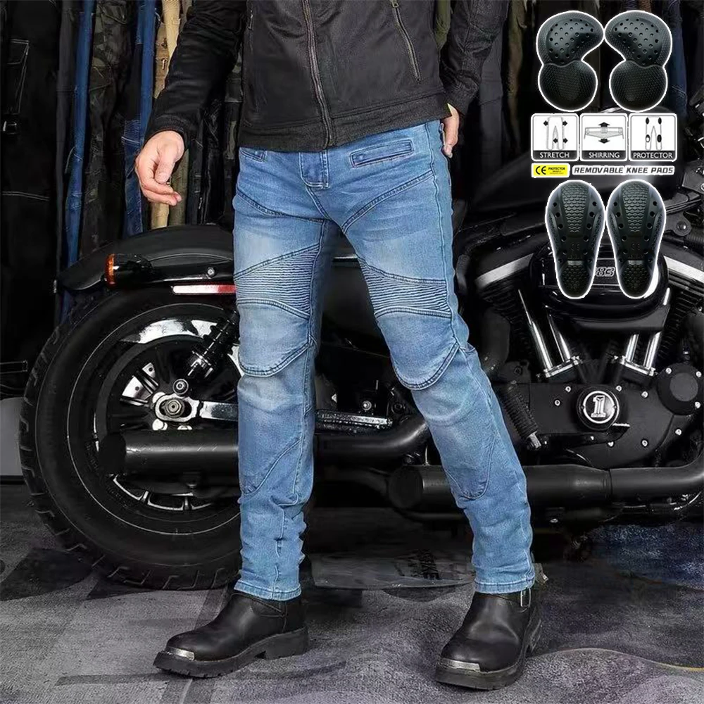 

New Motorcycle Racing for All Seasons Men Pants Motocross Racing Anti-fall Jeans Motorcycle Classic Rider Riding Blue Trousers