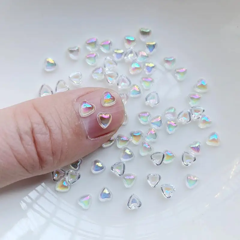 DIY Transparent Heart jewelry accessories Rhinestones Making Scrapbook crafts Nail Art Design accessories supply 100pcs/lot HF17