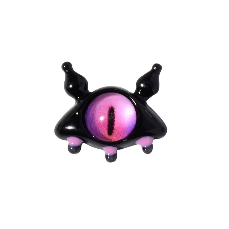 Nail Art Cartoon Decals DIY Cute Dopamine Demon Eye Pattern Halloween Metal Manicure Slider Decoration 5pcs