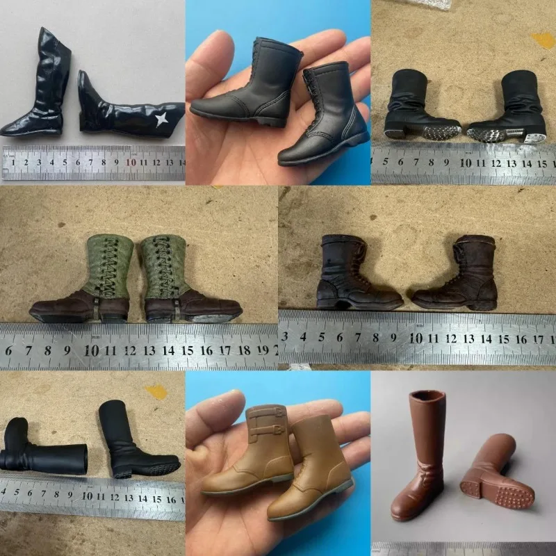 Soldatenzubehör im Maßstab 1:6, trendige moderne Militärkampfstiefel aus dem Zweiten Weltkrieg, hohle Kunststoffschuhe, Modellspielzeug für 12-Zoll-Actionfiguren
