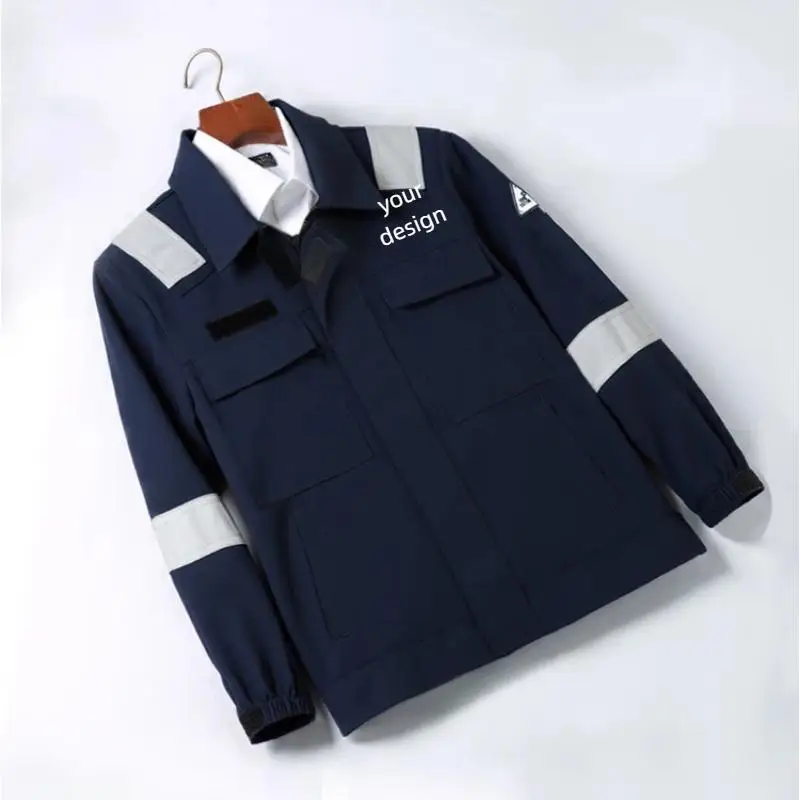 Men's Workshop Workwear Uniform Customize Print Personalized Logo Reflective Strip Factory Machine Repair Maintenance Jacket