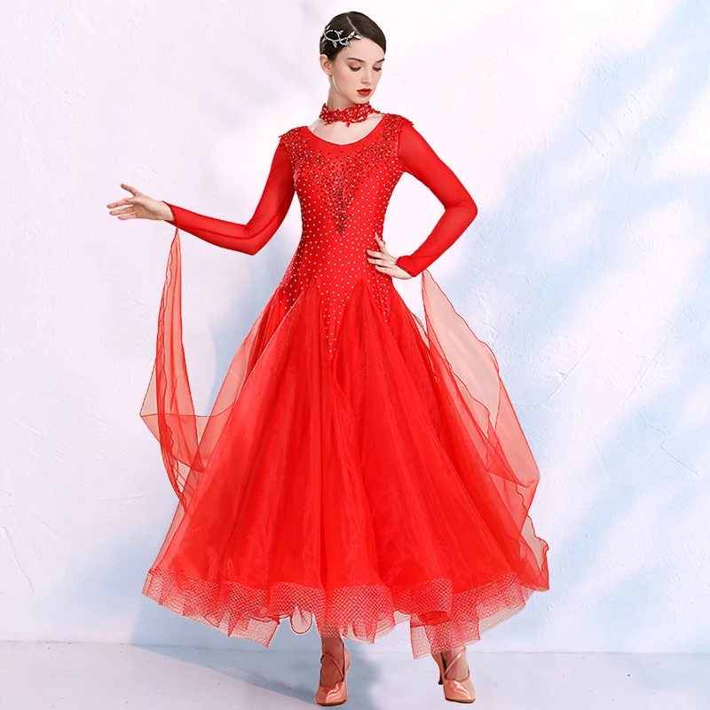 Abito da ballo moderno da donna personalizzato Abiti da spettacolo standard nazionali Abito da ballo da sala valzer Abbigliamento Duet