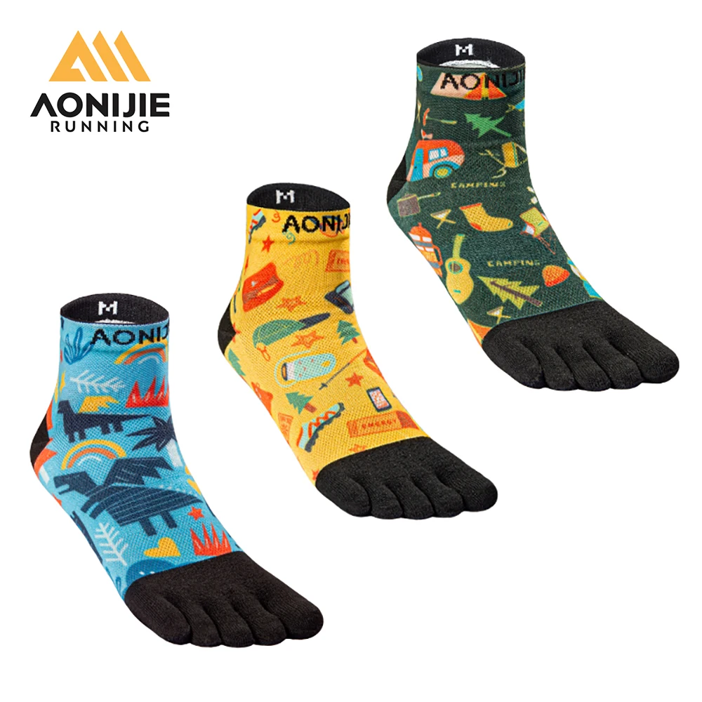 AONIJIE E4842 3 pairs Five Toe Socks for Men and Women Professional Marathon Sports Socks for Fitness Cross-country Running