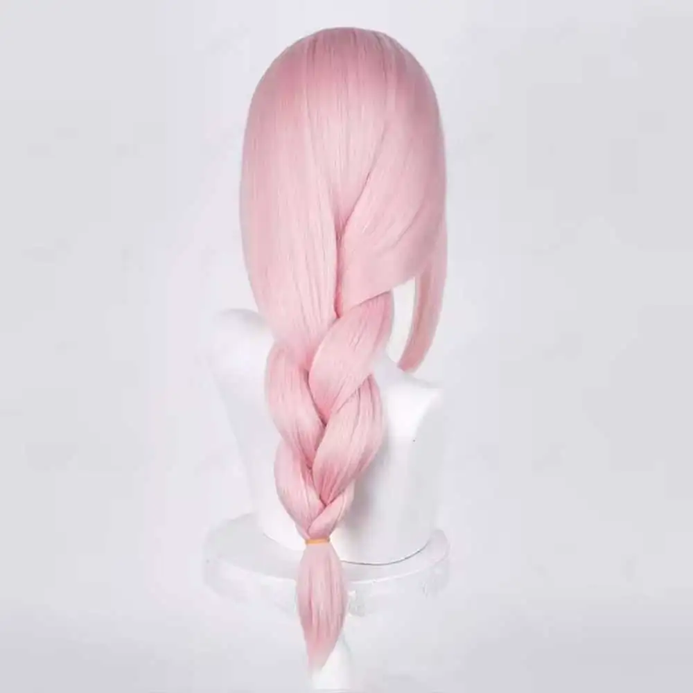 لعبة ZZZ Tsukishiro Yanagi شعر مستعار تأثيري طويل مضفر الوردي شعر مستعار مقاومة للحرارة بيروكات صناعية + غطاء شعر مستعار