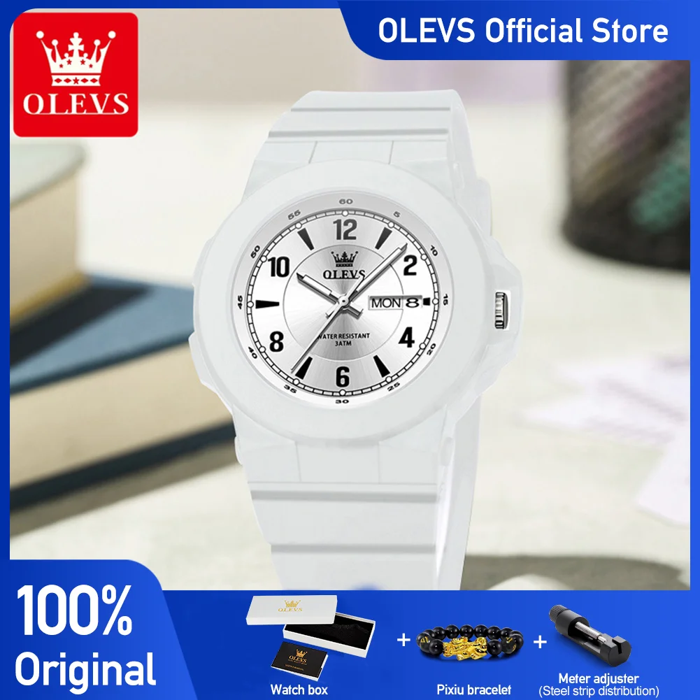 OLEVS 5681 Simple Student Watch Large Digit Dial Silicone Strap High-hardness Glass Classic Multicolor Fashion Waterproof Watch