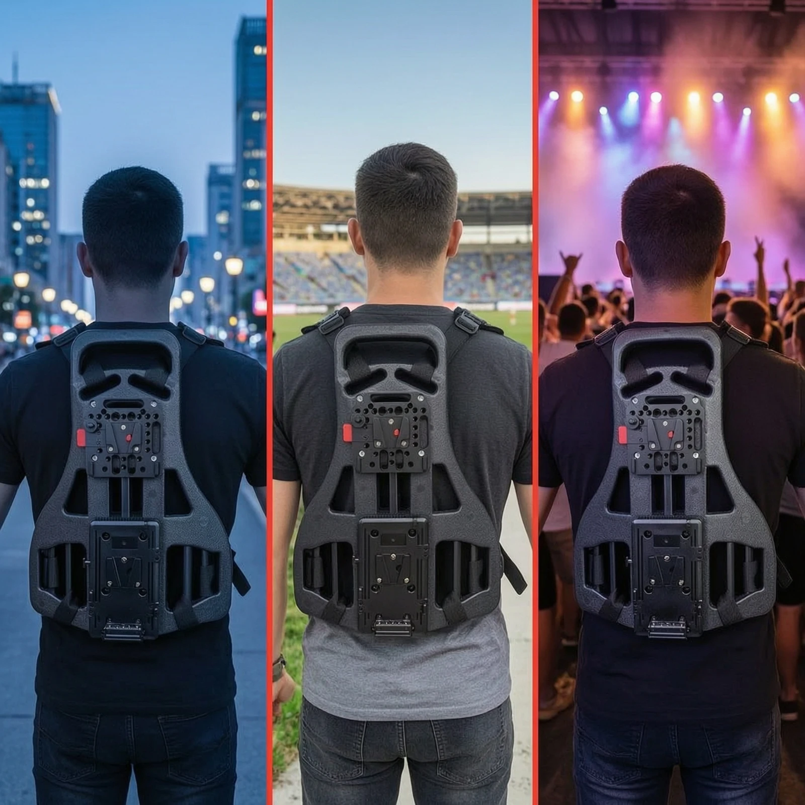 Live-Stream Back Frame Ergonomic Backpack Harness with Mounting Plates Backpack Camera Mount Secure Camera Back Mount