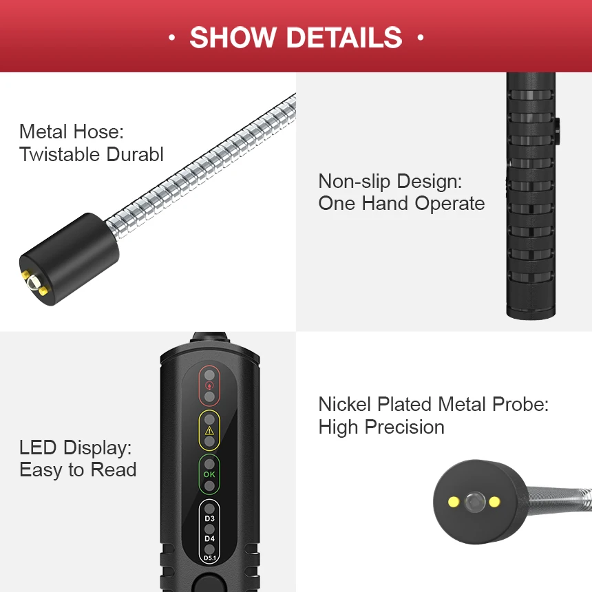 BF100 السيارات سائل الفرامل تستر الرقمية سيارة الفرامل النفط اختبار أداة ل DOT3/DOT4/DOT5.1 السيارات النفط جودة اقلام الفحص مؤشر LED #5