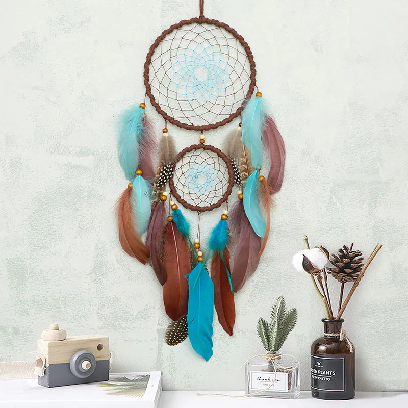 4 Colors Dream Catcher Handmade Feathers Wind Chimes Wall Pendants Bedroom Hanging Ornaments Birthday Festival Gifts Home Decor