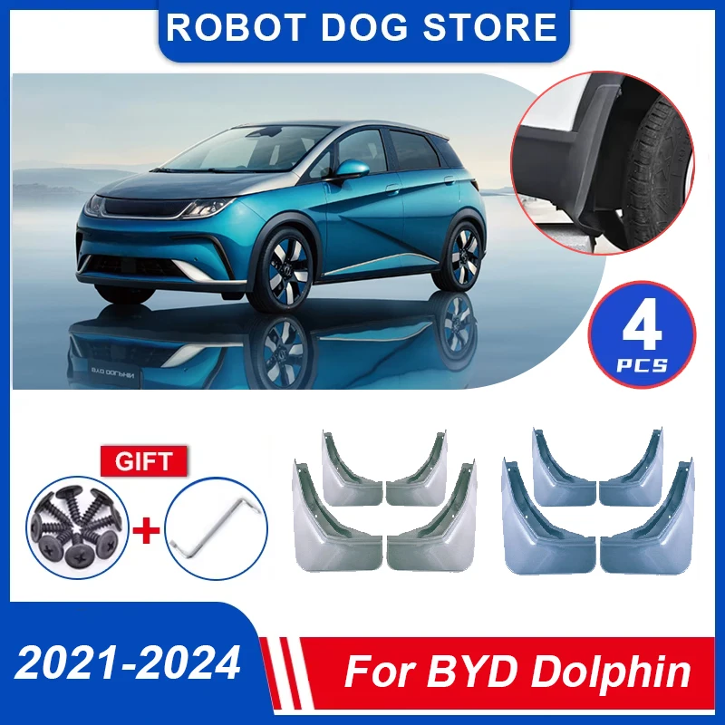 

4 шт. окрашенные брызговики для BYD Dolphin, аксессуары 2021 2022 2023 2024, детали брызговиков, брызговики, расклешенные крылья, автомобильные аксессуары