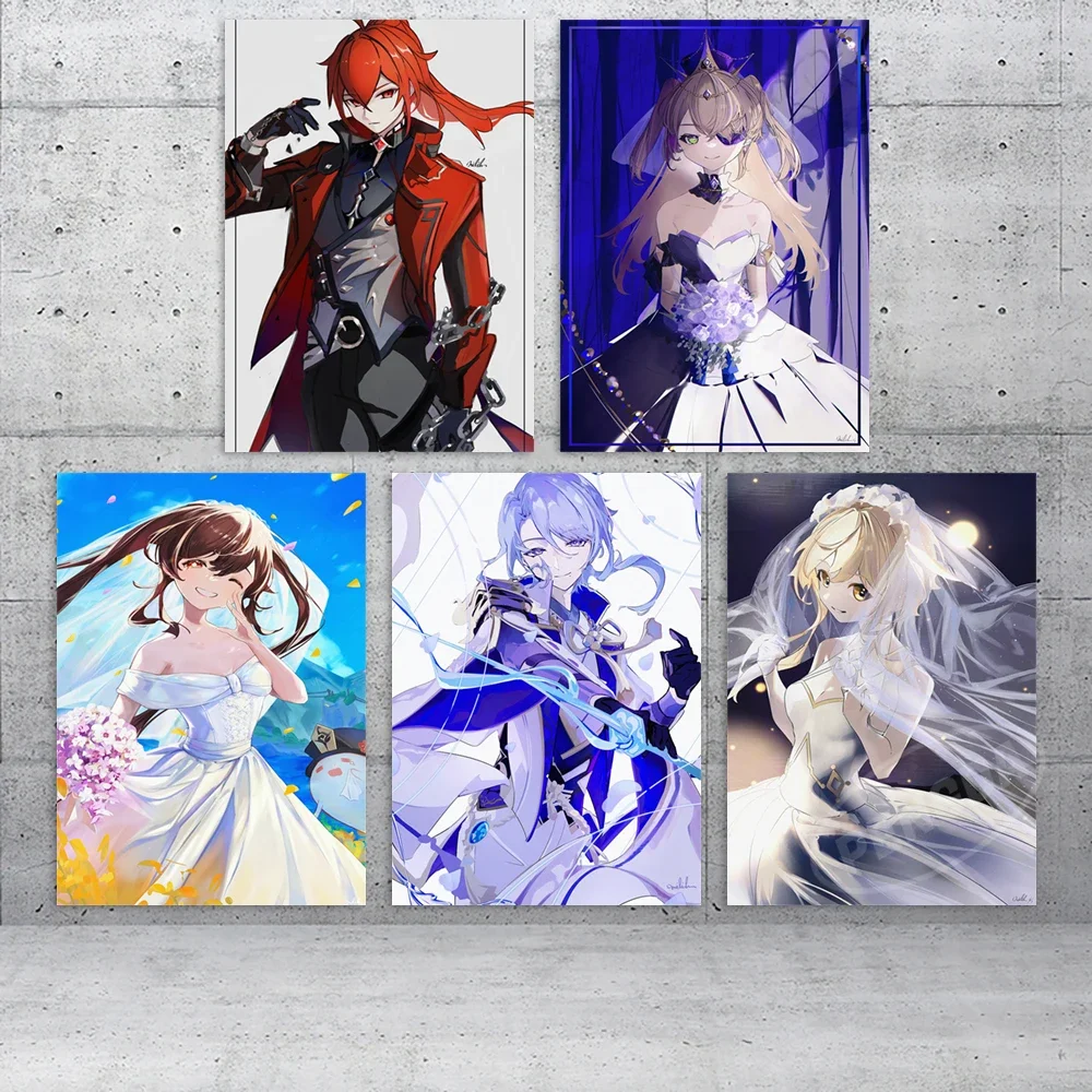 

Home Decor HD Wall Art Genshin Impact Canvas Anime Painting Kamisato Ayato Print Posters Diluc Ragnvindr Modular Picture Bedroom