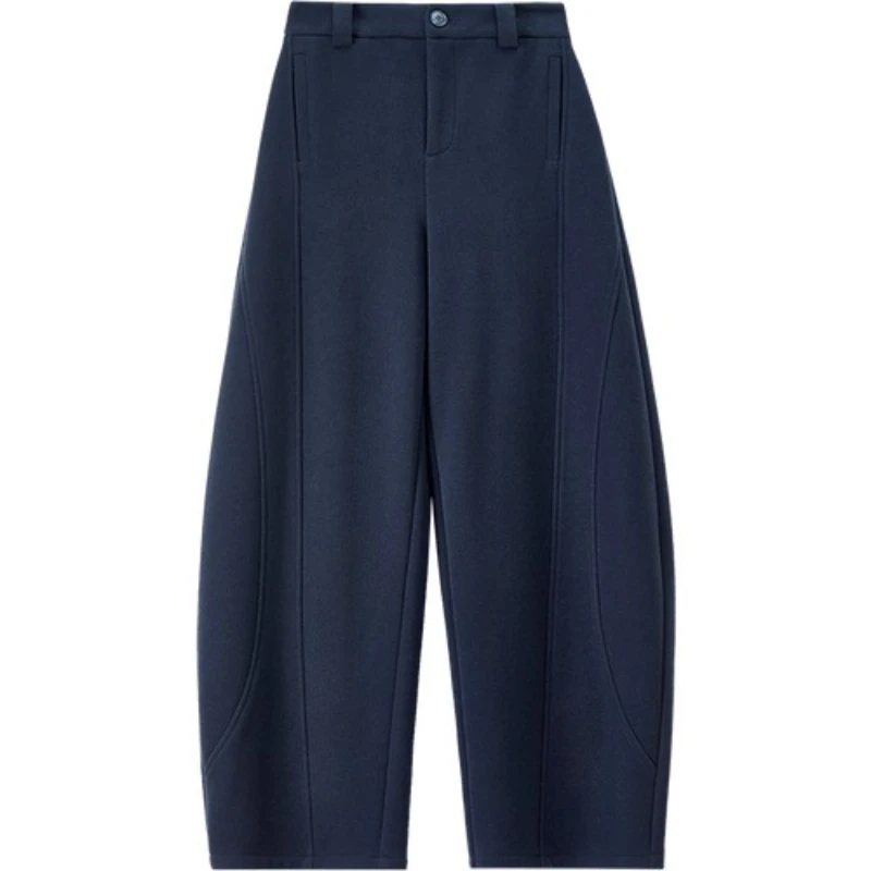 SENTUBILA Women's Warm Pants 2025 Winter Fleece Lined Knitted Trousers Elastic Waist Comfortable Soft Casual Bottoms 154KN3155