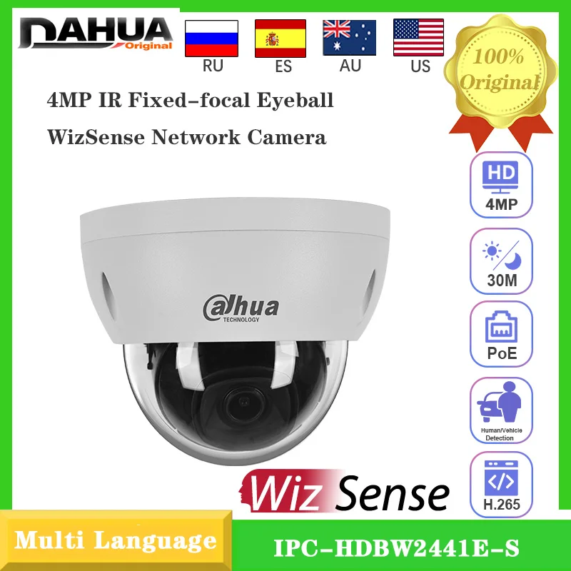 

Original Dahua IPC-HDBW2441E-S 4MP Surveillance IP Camera built-in Mic IP67 IK10 IR30M POE SMD Weatherproof WizSense IP Camera