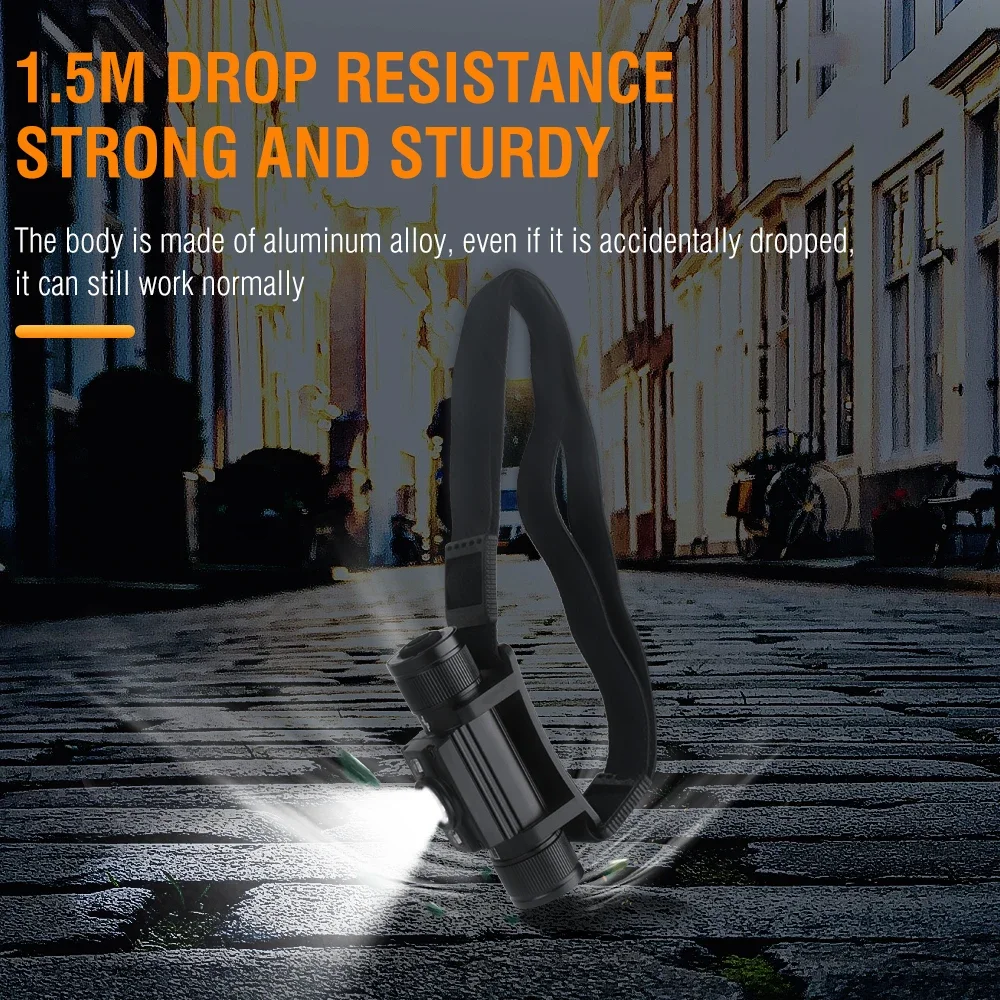 BORUiT HP300 LED Headlamp Max.850LM Powerful Headlight Type-C Rechargeable Work Light Torch Waterproof Camping Hunting Lantern