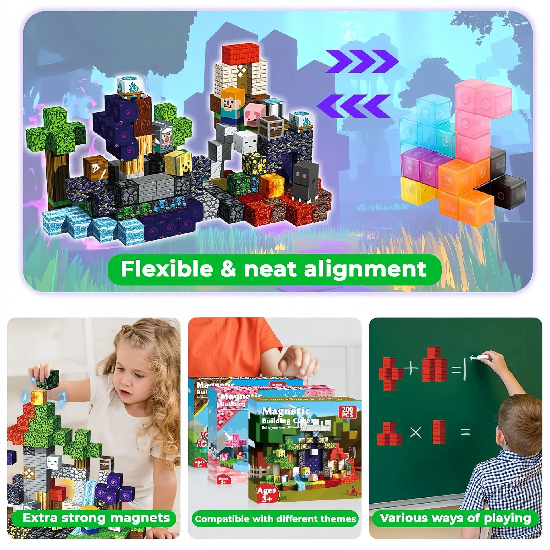 100-300pcs 2CM Magnetic blocks Cubes Set Toys Stem Montessori Stacking Cubes Construction Set Magnet blocks toys Christmas Gift